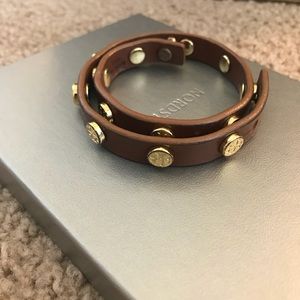Tory Burch Brown Leather wrap bracelet
